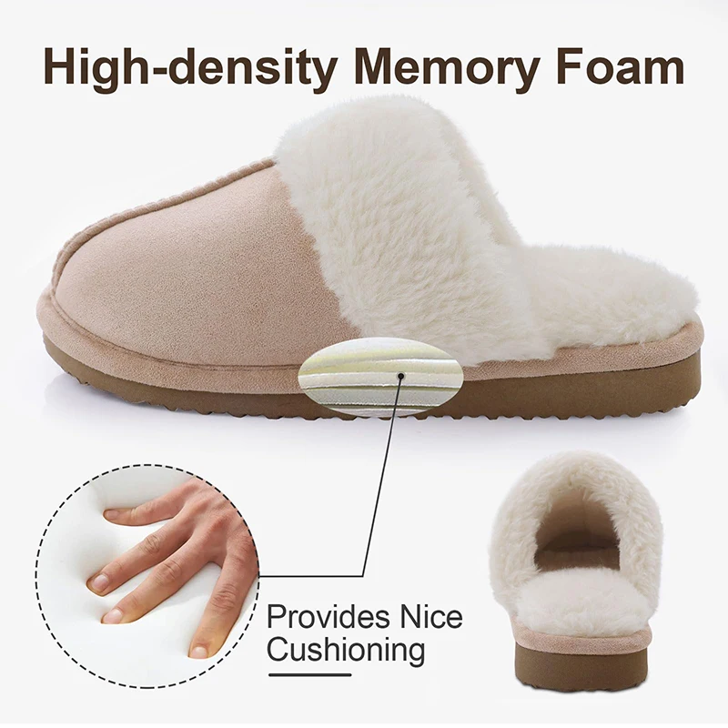 Soft Fluffy Fuzzy Women Slippers Warm Winter House Shoes