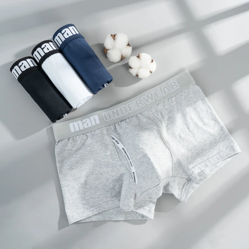 Men's Cotton Underwear Male Boxers Solid Color With Letter Comfortable Panties Underpants Shorts Sexy Gifts for Man