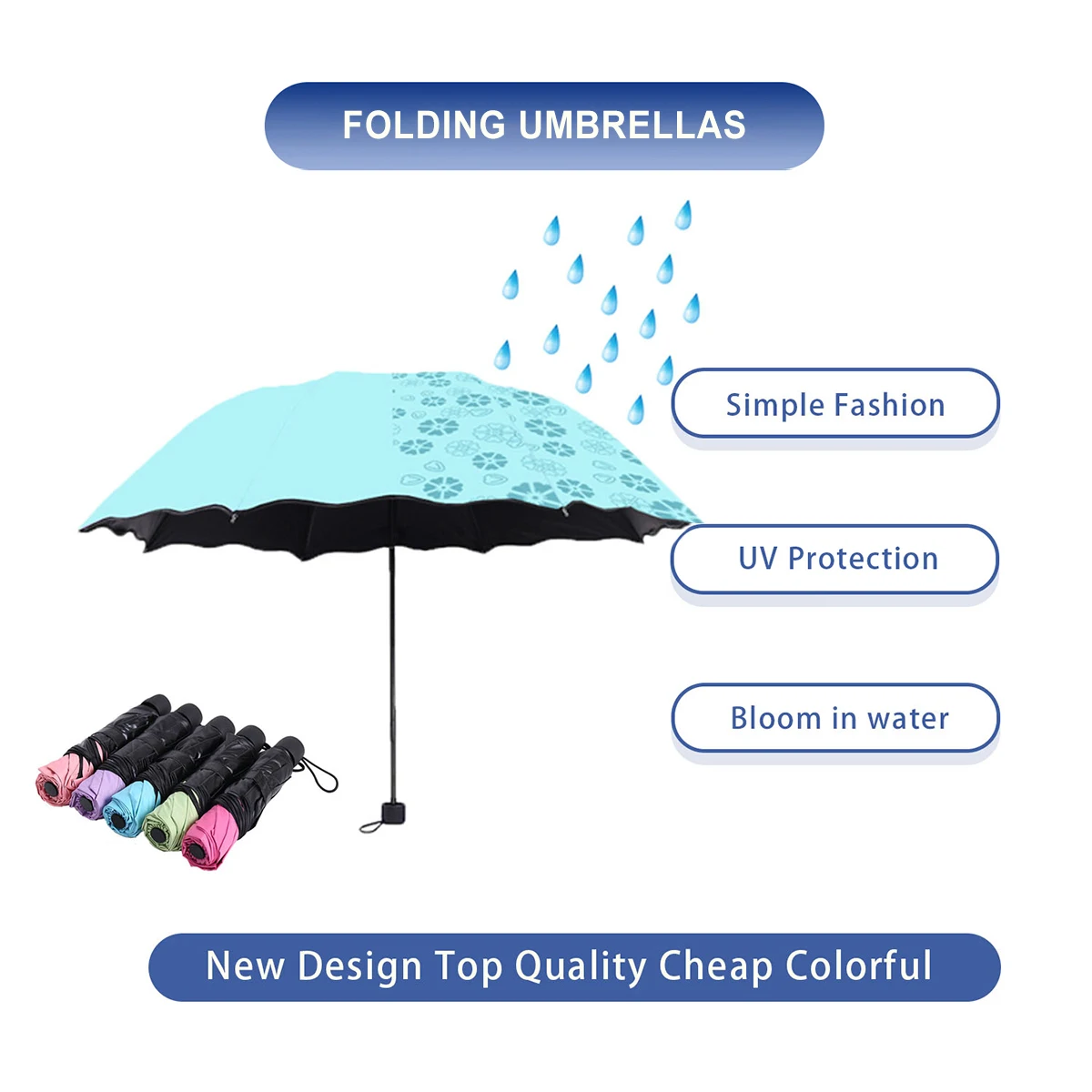 Folding Umbrella Shine Dual-use Umbrella Water Blossom Flowering Folding Manual Umbrella