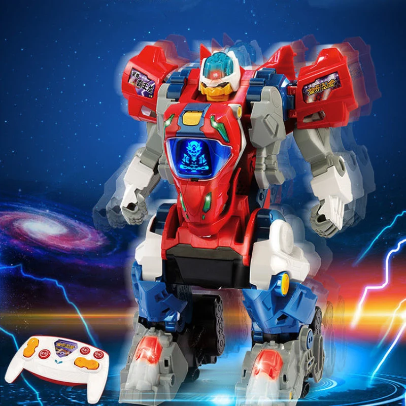 RC Robot Remote Control Dinosaur Toy One-key Deformation with Sound and Llight Music Dinosaur knowledge RC Toy For Children Gift 6