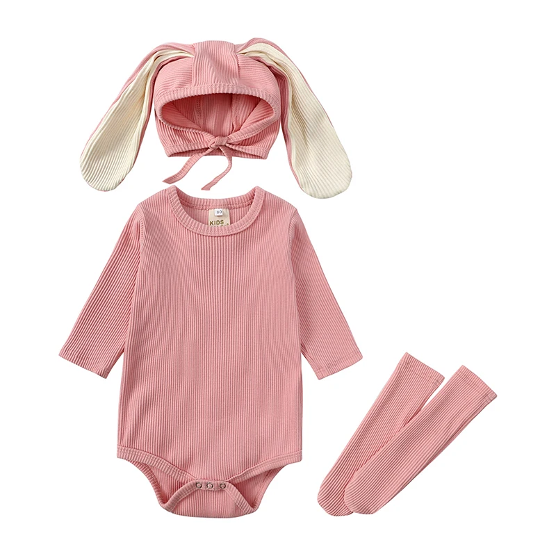Tuta Pasqua Neonato Con Coniglio | Pagliaccetto + Pantaloni + Cappello | Unisex - Foto 8