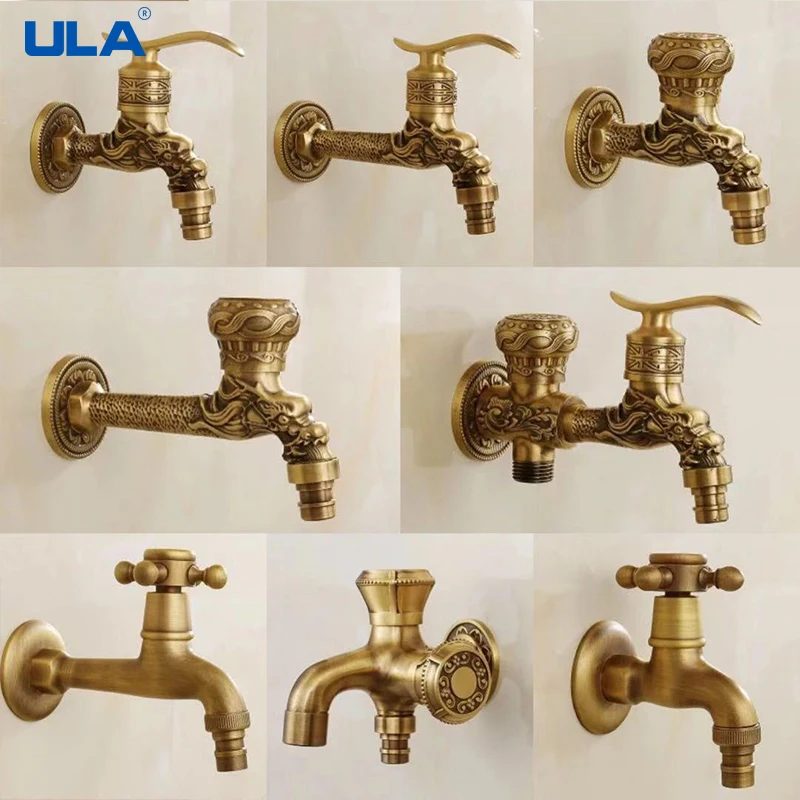 

ULA vintage washing machine brass faucet gold tap antifreeze explosion proof single cold water faucet for mop pool