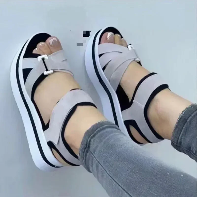 Women High Sandals Light Wedge Shoes Stretchy Fabric Women Sandals Size 43 Summer Beach Slipper with Platform Sandalias De Mujer women sandals