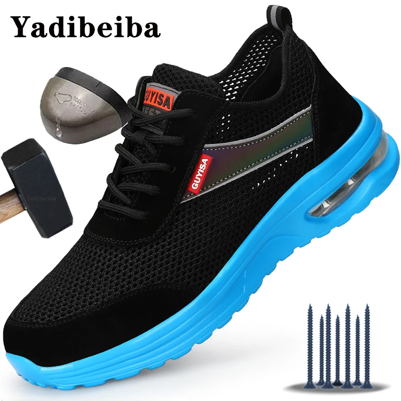 Steel Toe Work Shoes Summer Breathable Work Sneakers Men Women Safety