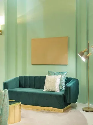 Retro simple three person sofa villa bedroom green sofa light luxury living room multi person combination