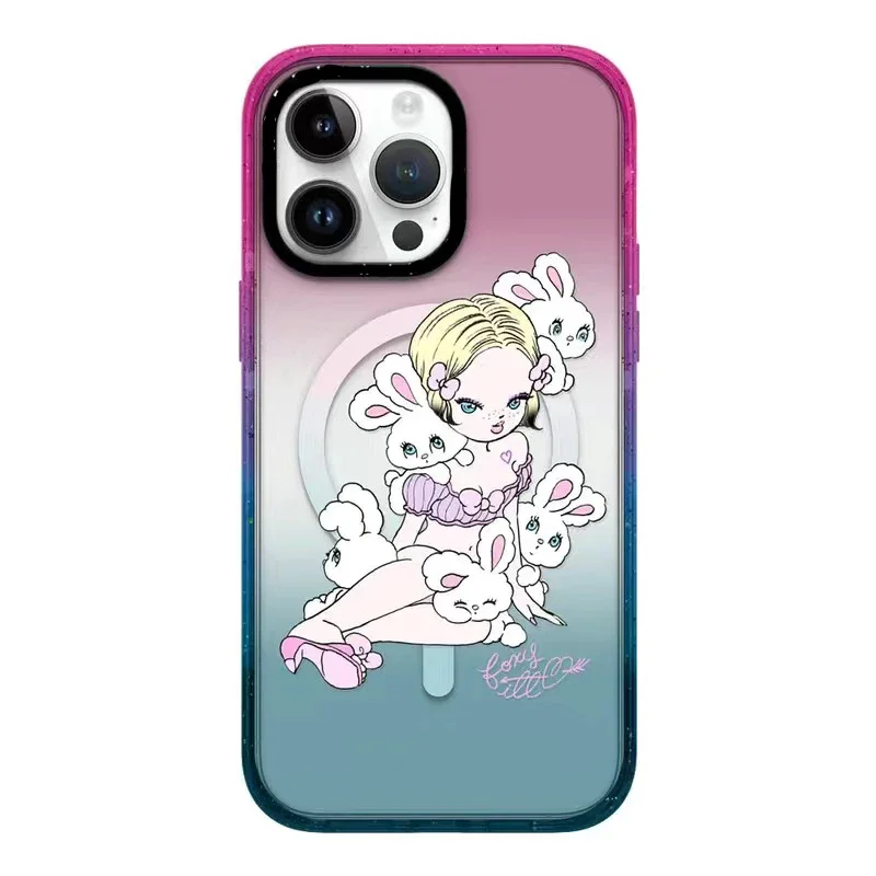 

MagSafe Acrylic Rabbit Colorful Phone Case Cover for IPhone 11 12 13 14 15 Pro Max Case for IPhone 14 Pro Max