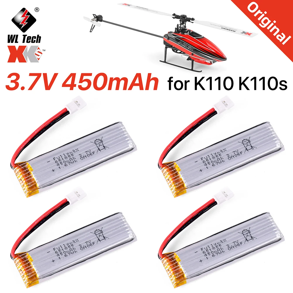 

Original Wltoys K110 K110s Battery 3.7V 450mAh 1S RC Battery With ph2.54 Plug For XK V977 V930 Helicopter RC Parts Accessory