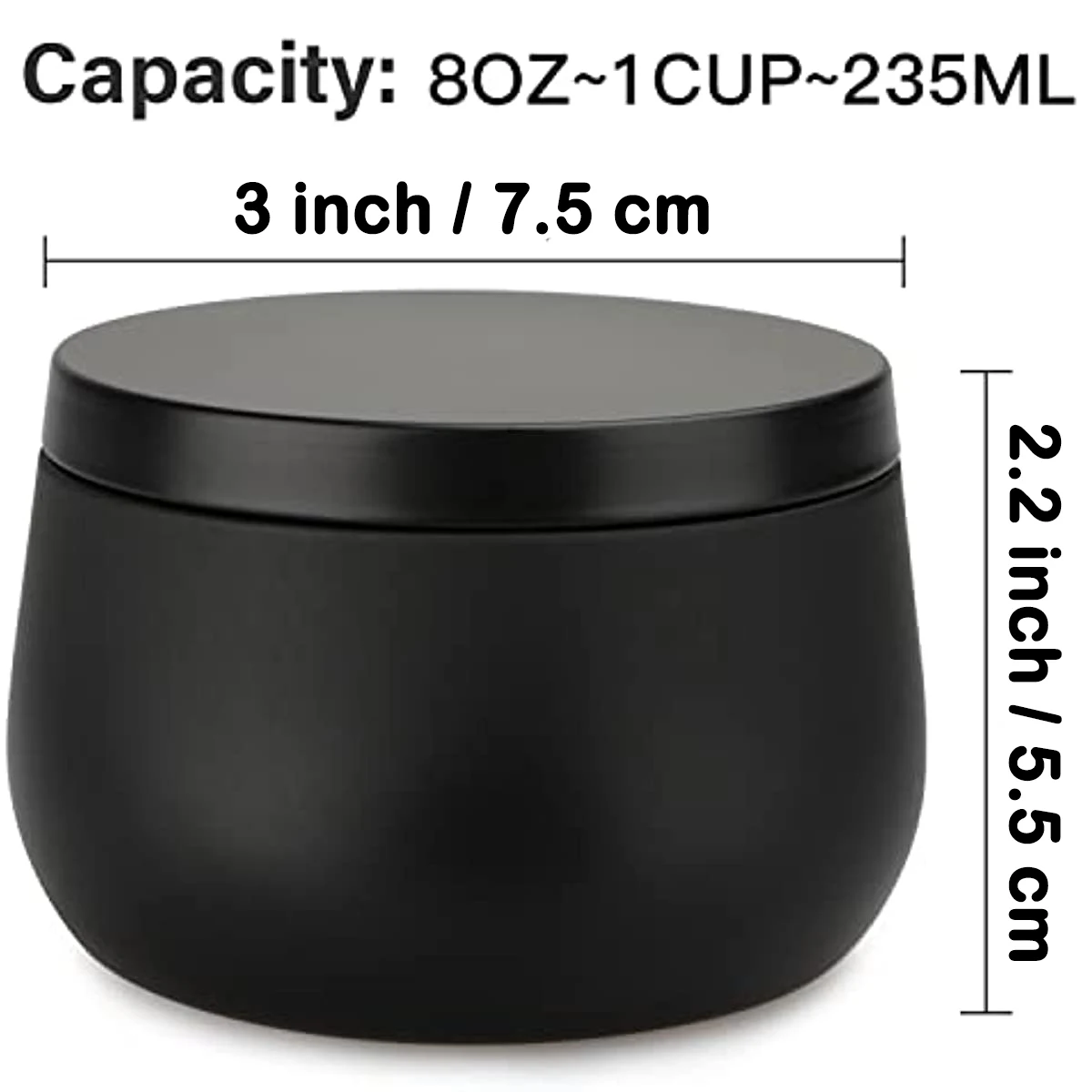 Empty Candle Tins candle making supplies candle tin set 12 Pack 8 Oz With Lid Black Metal For DIY Candle Making