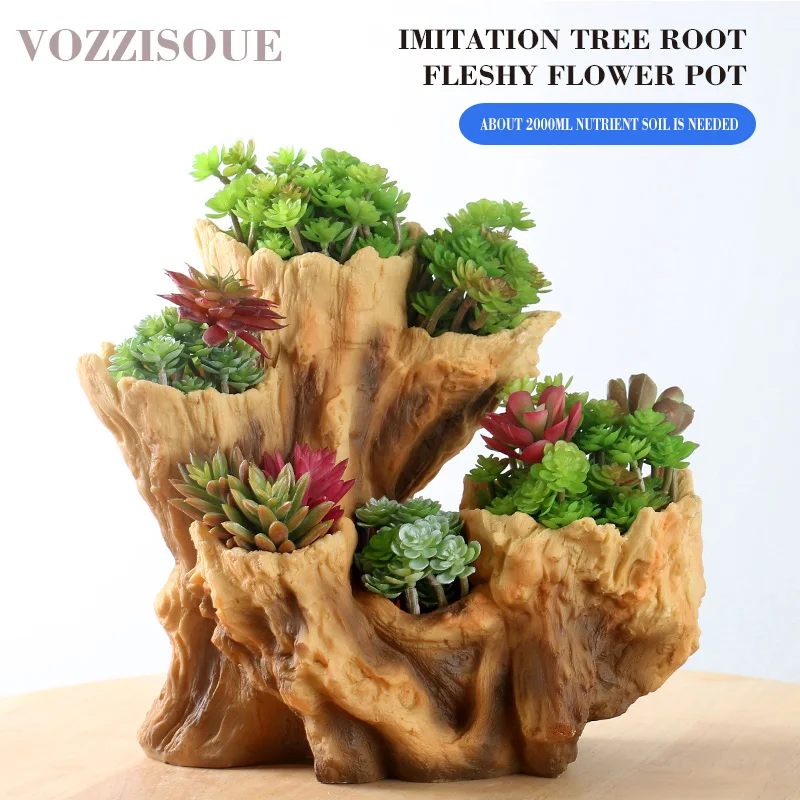 Vaso rustico in legno per bonsai - Fioriera in legno per piante grasse - Vaso minimalista con fori di drenaggio - Italia
