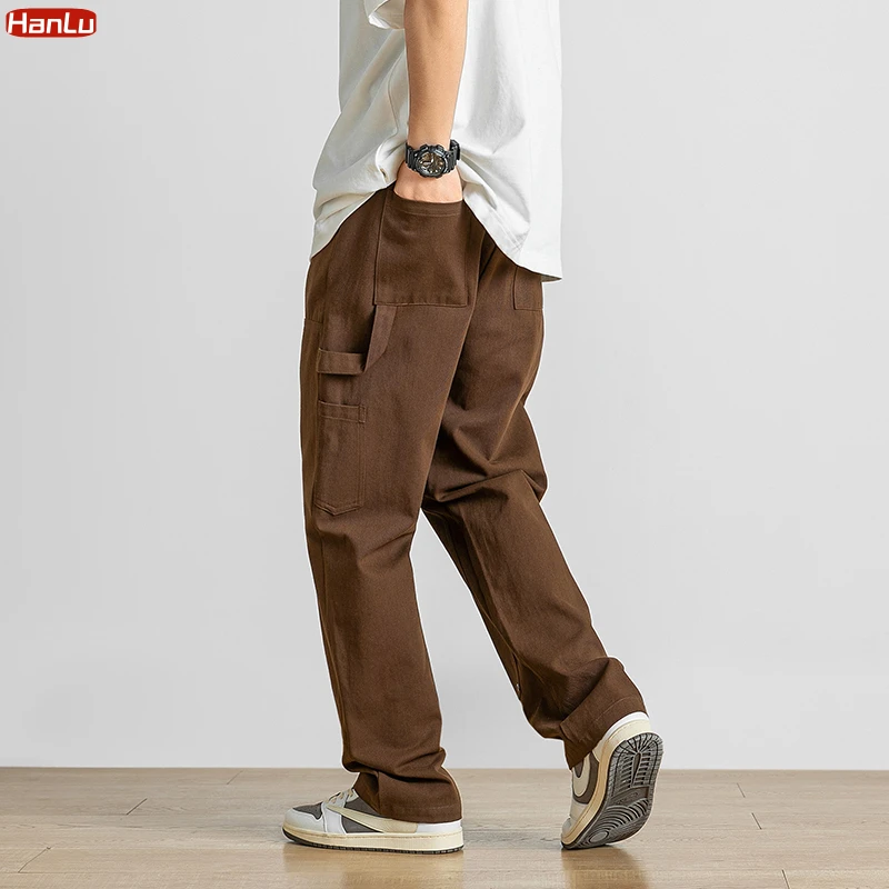 Men's Tall Cargos: Stretch Twill Cargo Russet Brown Pants – American Tall