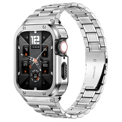 Premium Stainless Steel Watch Case and Strap with Bumper Cover - Elegant Accessories Collection - 45mm (Silver)