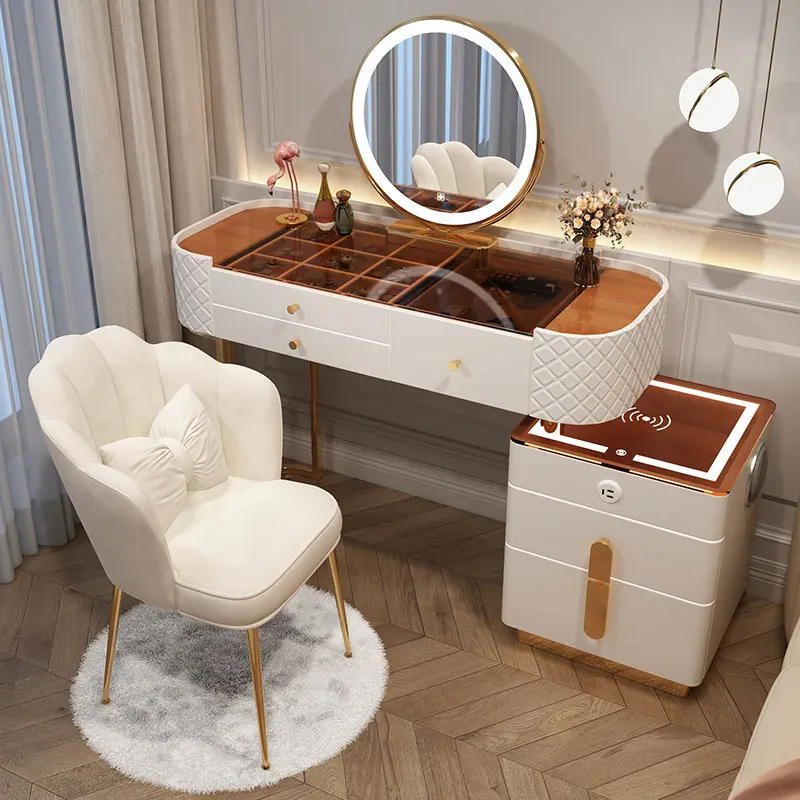 

Bathroom Vanity Dresser Makeup Modern Wood Nightstands Shelves Storage Bed Light Dresser Standing Vestidores Luxury Furniture
