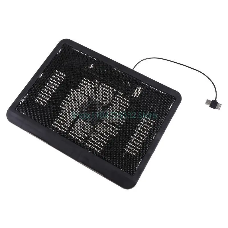 12-14 Inch Laptop Cooling Pad For Gamers, USB Quiet Fans, Portable Gaming Notebook Cooler Stand, Chill Mat With 1 Blue LED_voghion.com