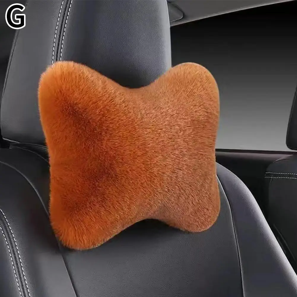 Winter Car Seat Neck Rest Pillow Plush Car Headrest Warmth Comfort Accessories Support Lumbar Pillow Universal and Cushion E8F7