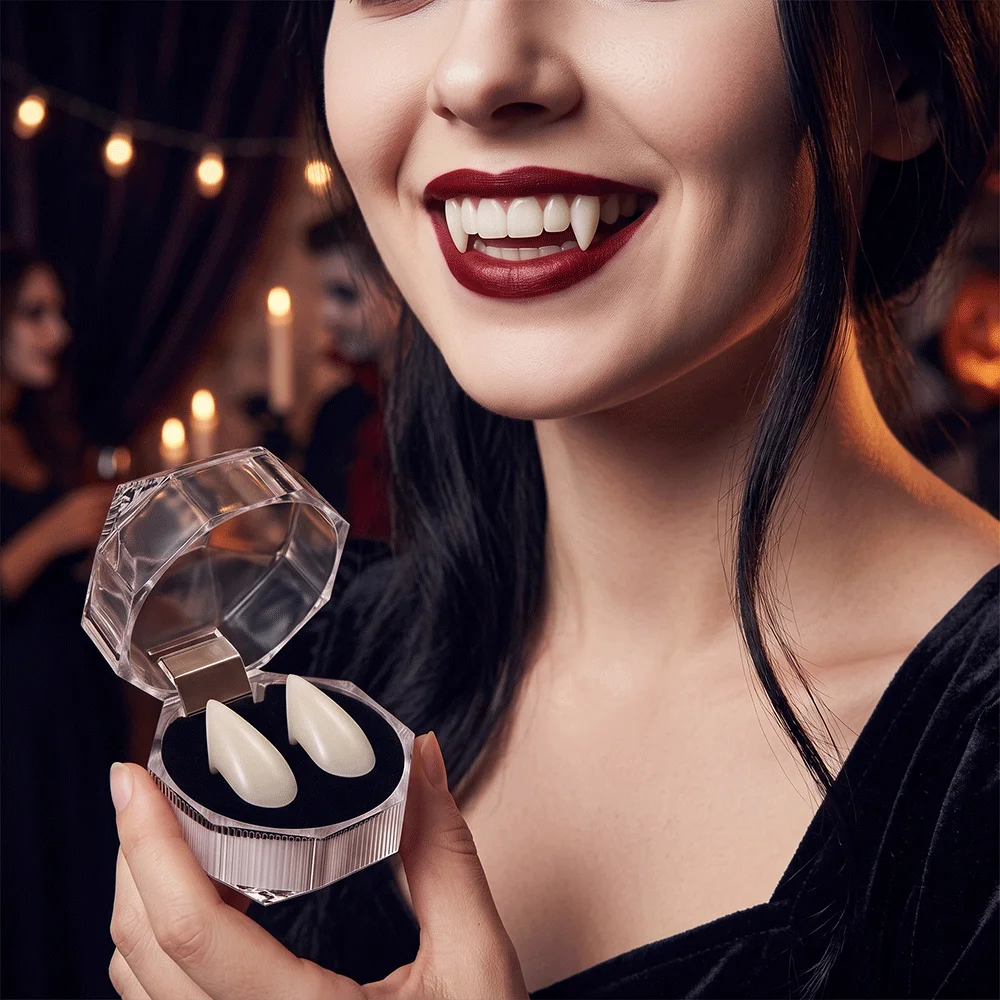 Vampire Fangs Resin Fake Teeth Cosplay Halloween Party Costume Accessories with Box