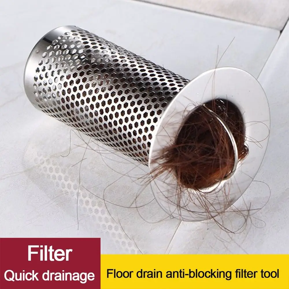Description Picture 4 of itemAnti-Clogging Floor Drain Filter Mesh Anti-Pest Stainless Steel Food Hair Stopper Waste Drainer With Handle Shower Leak Net