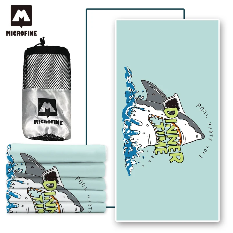 

Microfine Summer Sports Cool Newest the Most Popular shark Beach Towel Microfiber Sport Swimming