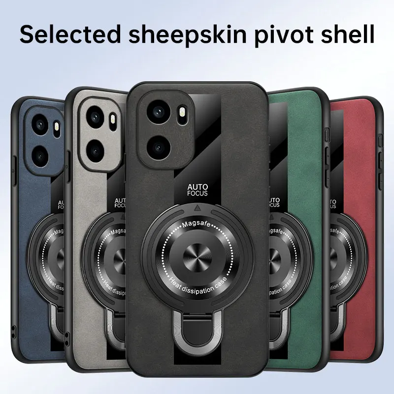 Luxury Shockproof Silicone Leather Case with Magnetic Ring Holder