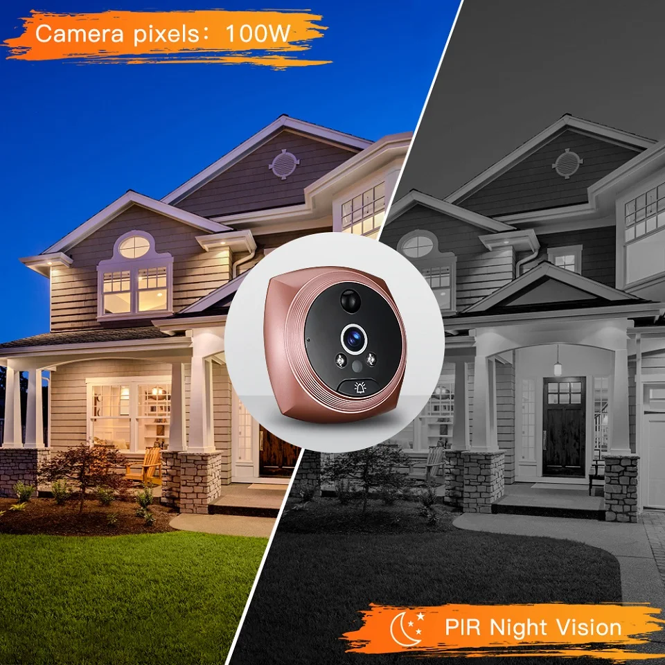 Wsdcam-Digital Doorbell Peephole Video Camera, Door Viewer,
