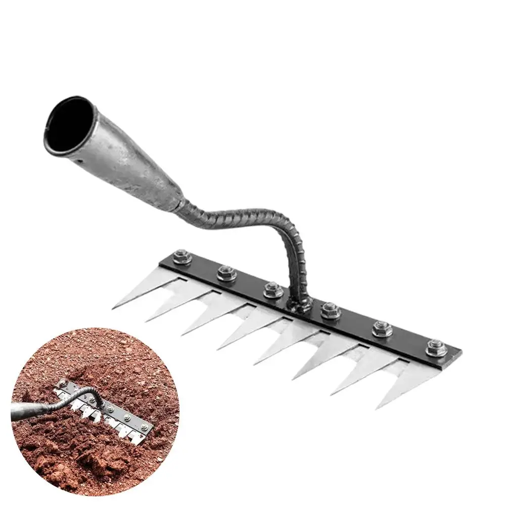 8-tooth carbon steel garden weeding rake Garden metal digging planting heavy digging spade flower and tool duty G4B6 4