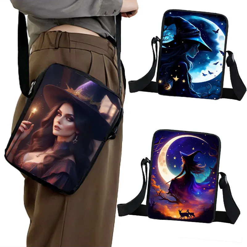 

Fantasy Starry Sky Witch Crossbody Bags Moon Witch Witchcraft Magic Women Portable Shoulder Bag Girls Storage Bags Bookbag