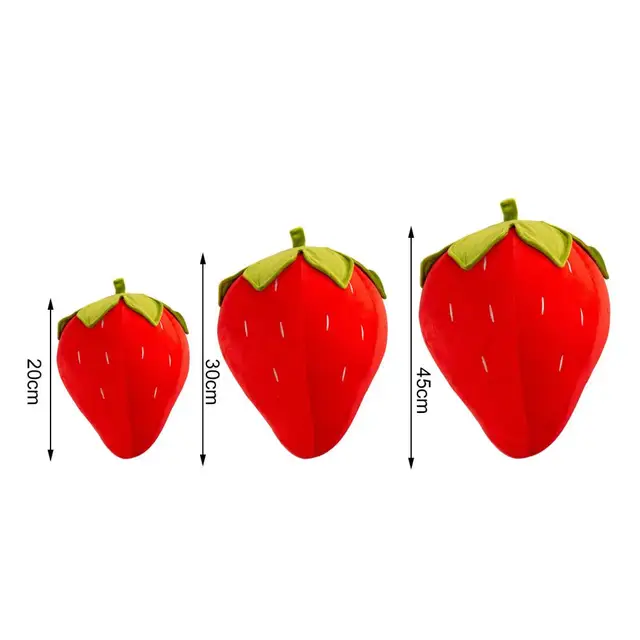 Strawberry Plush Pillow for Kids Super Soft Stuffed Fruit Toy Cute Cushion Seat Washable Christmas Gift for Children