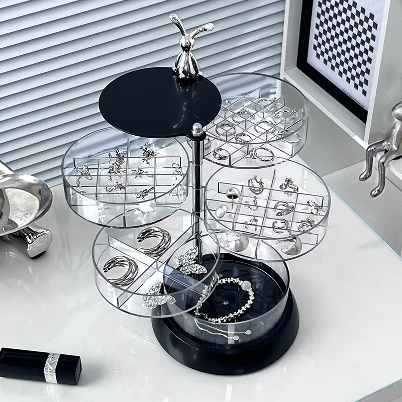 Plastic Jewelry Box Organizer Women Ring Necklace Jewelry Boxes Storage Bracelet Earrings Transparent Display Stand Accessories