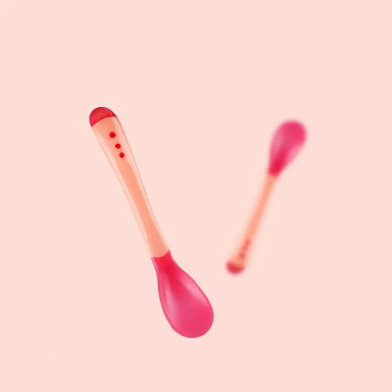 Silicone Spoon Baby Silicon Spoon Fork Heat Sensitive Temperature Sensing Spoon Safety Feeding Learning Tableware Suitable For Children Kids