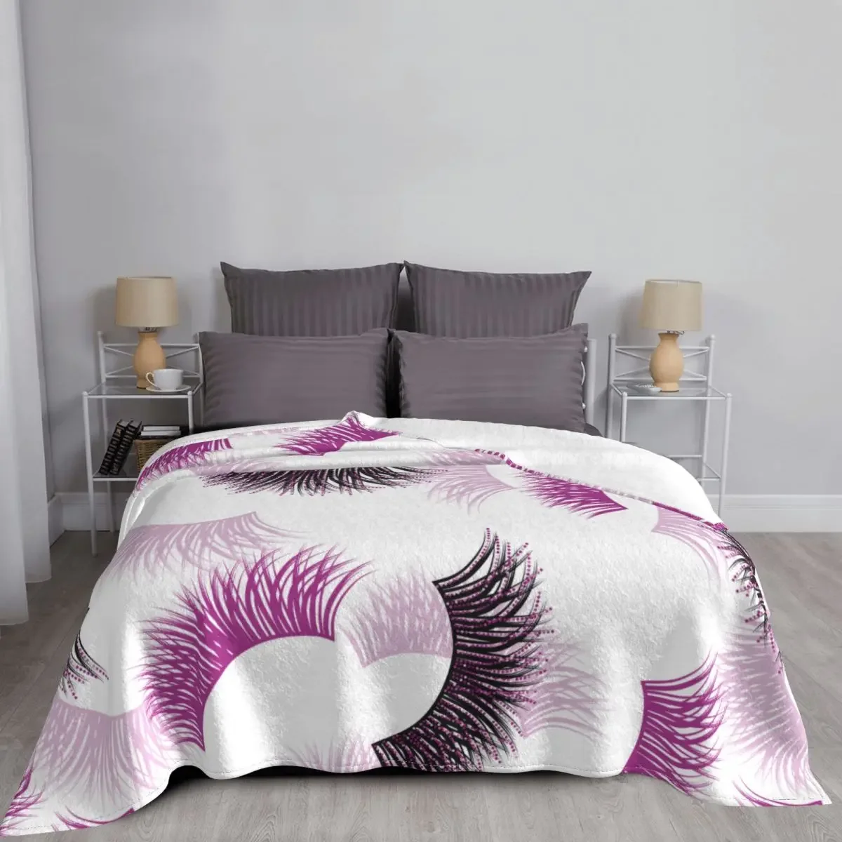 Eyelash Lashes Pattern Unicorn Blankets Coral Fleece Plush Spring Autumn Ultra-Soft Throw Blankets for Sofa Travel Bedspreads