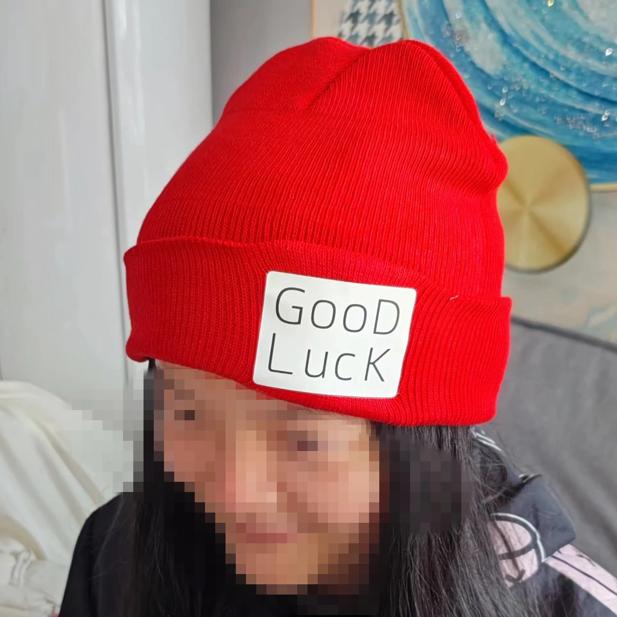 Undead Unluck Anime Cosplay Red Hat Good Luck Words Printing hat