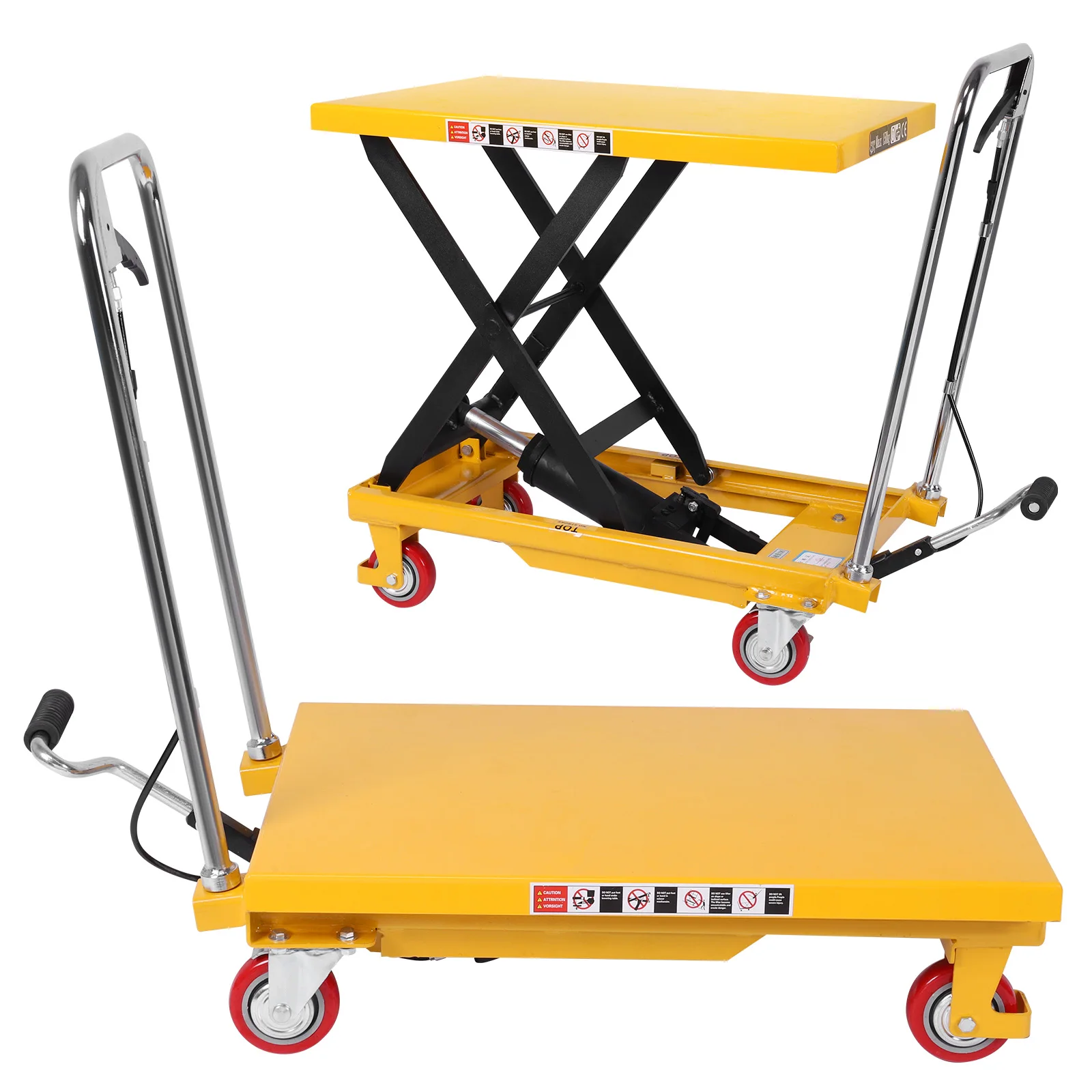 Lift Table Cart with Lifting Table Hydraulic Scissor Cart Non-Slip Pad Power Lifting Electric Trolley for Material Handling