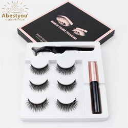 Abestyou 3pairs 12mm Natural Effect Cilios Magnetic Eyelashes Eyeliner Set Magnetyczne Lash Lift Packaging Boxes Bulk Wholesale
