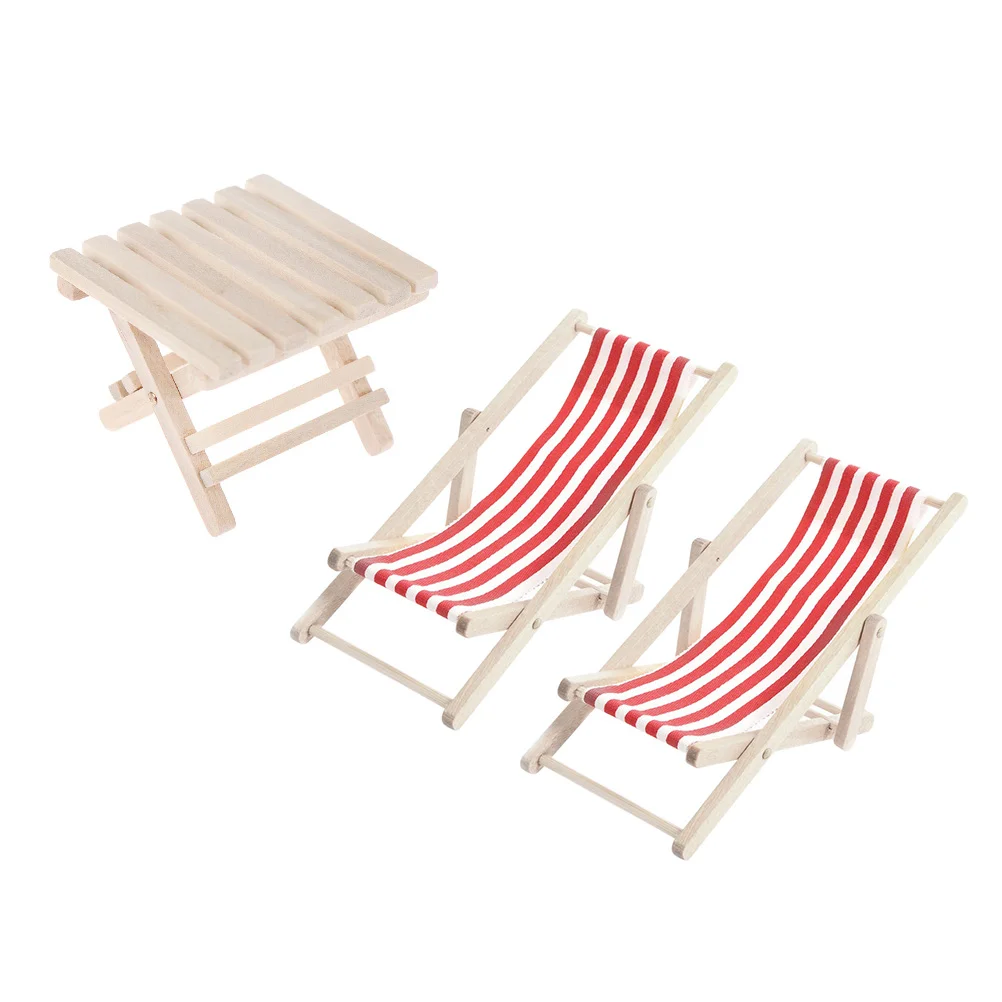 

Mini House Decoration Miniature Furniture Chair Toy Room Kids Wooden Bamboo Beach Set Model