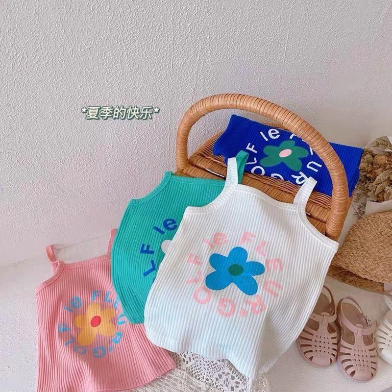 Children Underwear Suits 1-7 Year Old Flower Summer Dress For Girls With Suspenders Pure Cotton Vest For Children Cool To Wear Both Inside And Outside