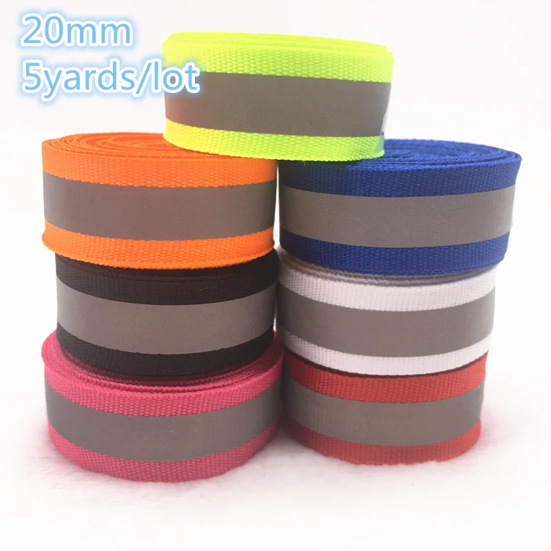 5 yards 20mm Safety Reflective Sew On Fabric Tape Strap Vest Webbing reflective tape