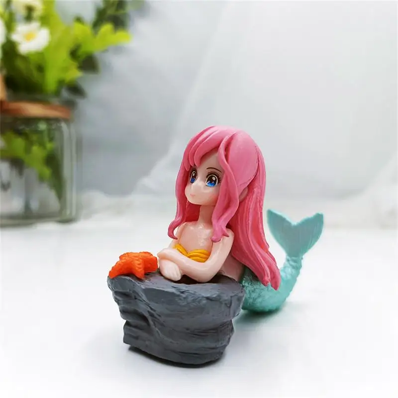 Beautiful Mermaid Aquarium Decorations Colorful Cartoon Mermaid Figurine Fish Tank Ornaments Desk Decorations
