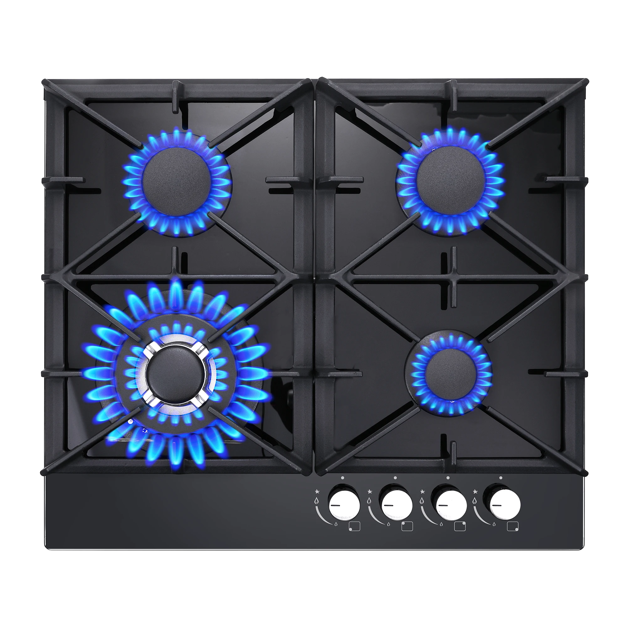 Tieasy 24 inch 4 Burner Tempered Glass with Thermocouple Protection Automatic Cleaning Child Lock Gas Cooktop GC003-244G