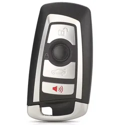 Premium 4 - Button Remote Car Key Shell Case with Panic Function (Silver)