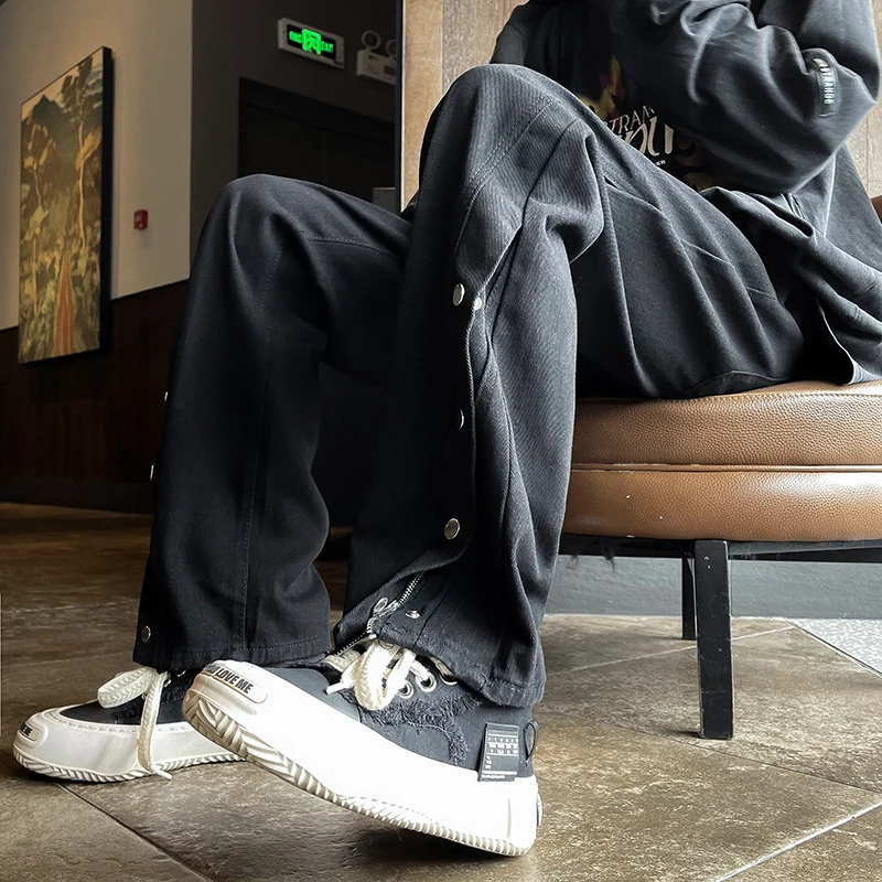 

New Men's Denim Wide-leg Pants Korean Style Straight Loose Jeans Street Hip-hop Daily Casual Student Trousers Top Quality B157