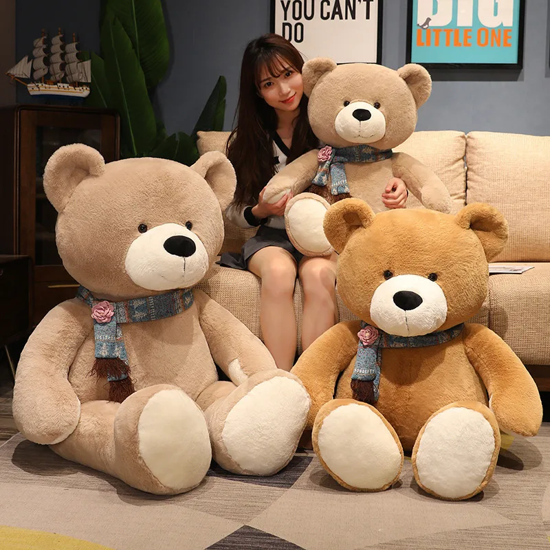 120cm New Hot Kawaii 4 Colors Teddy Bear With Scarf Stuffed Animal Bear Plush Toys Doll Pillow Kids Lovers Birthday Baby Gift