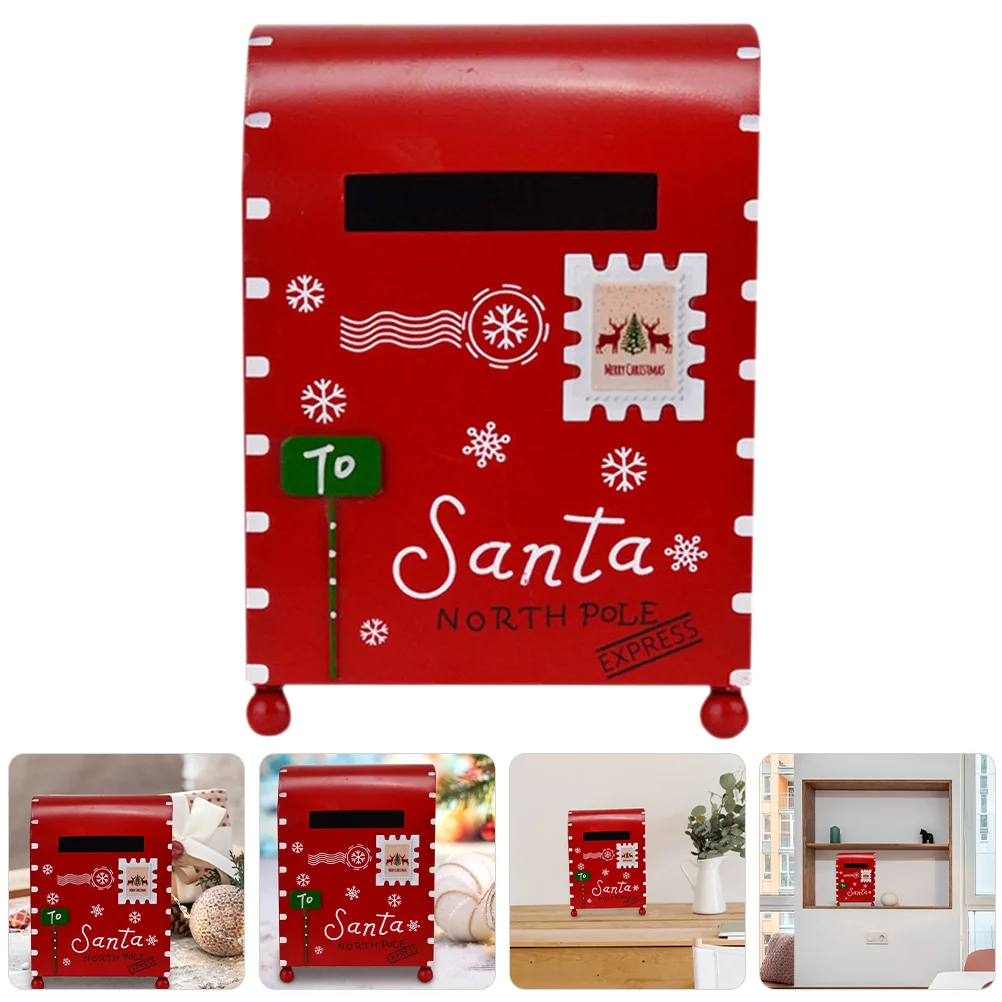 

Christmas Decor Desktop Mailbox Ornament Santa Mailboxes Decorate Metal Decoration Child
