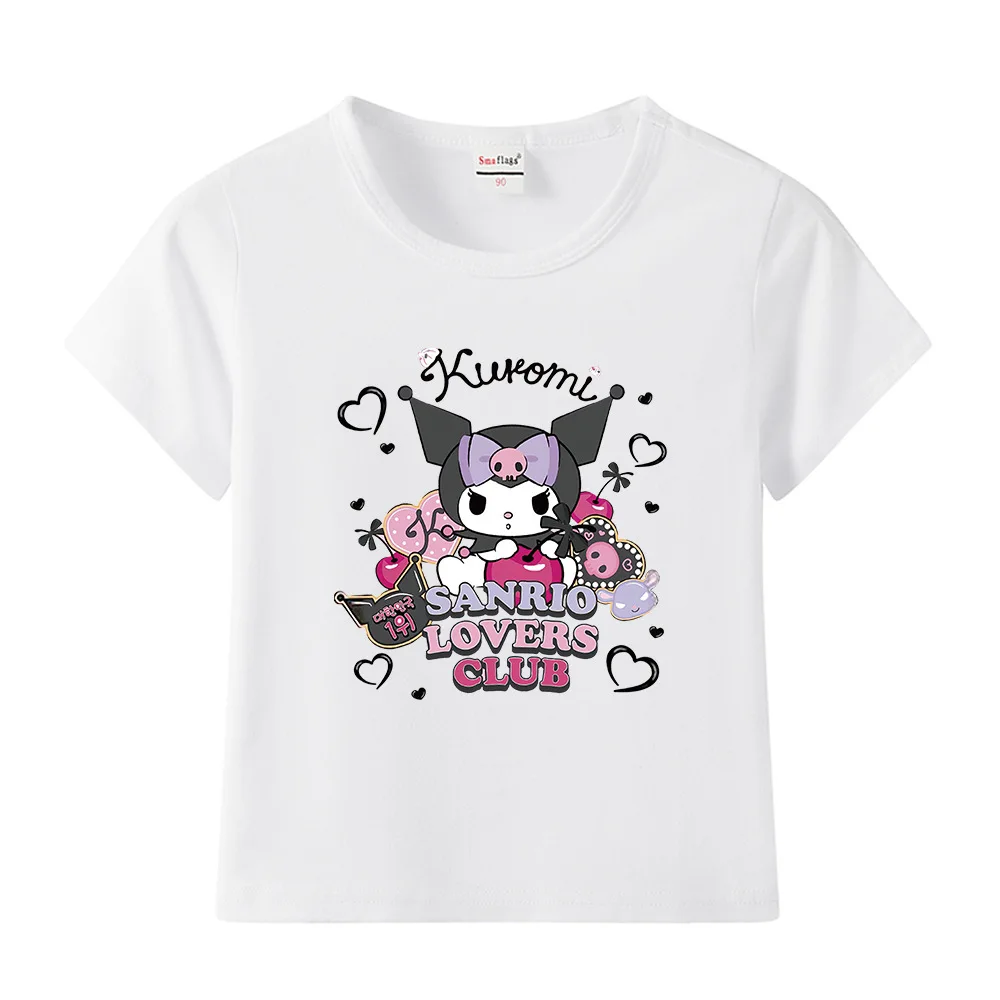 SANRIO Hello Kitty Kuromi My Melody Cinnamoroll Children's Clothing  Short-sleeved T-shirt Summer Little Girls Cotton T Shirt