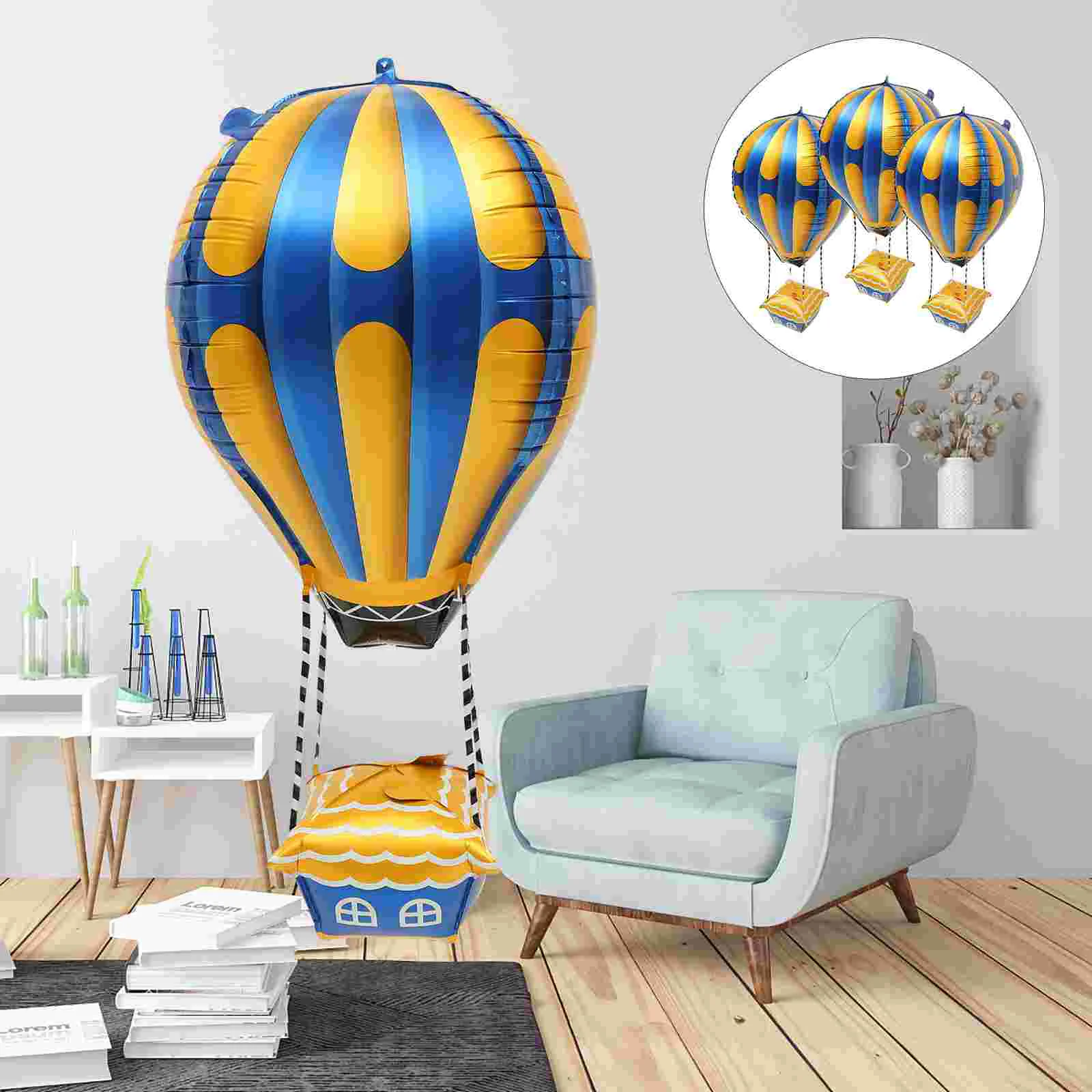 

4pcs Hot Air Balloon Aluminum Balloon Kids Birthday Party Balloon Party Supplies