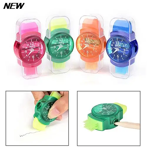 

3 In 1 Pencil Sharpener Creative Wristwatch Modeling Pencil Sharpener With Eraser And Brush School Stationery Supplies