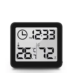 Enhanced Digital Wall Clock with Temperature and Humidity Display - Perfect for Home, Kitchen, and Office Decor (Black with battery)