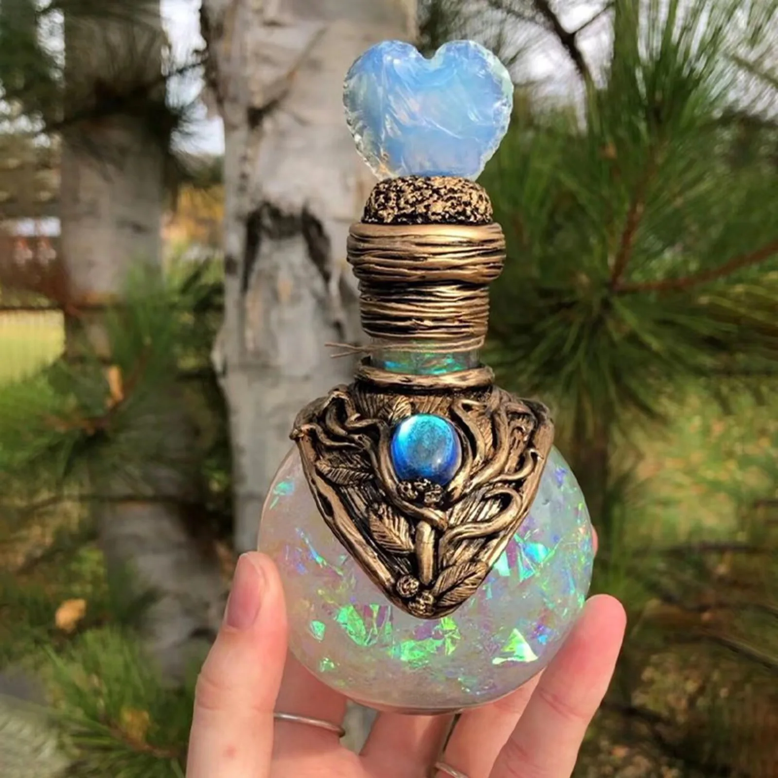 Creative Moon Magic Potion Bottle Mermaid Aura Desktop Ornament Elves Treasure Antidote Bottle Sample Vial Office Home Decor