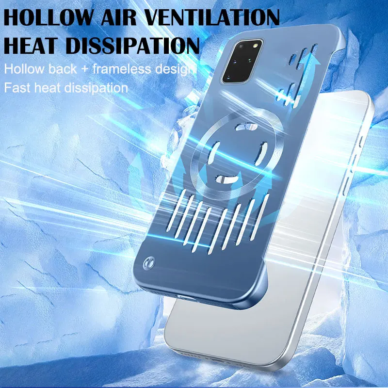 Frameless Metallic Hard Shell Case with Heat Dissipation and Magnetic Wireless Charging Compatibility