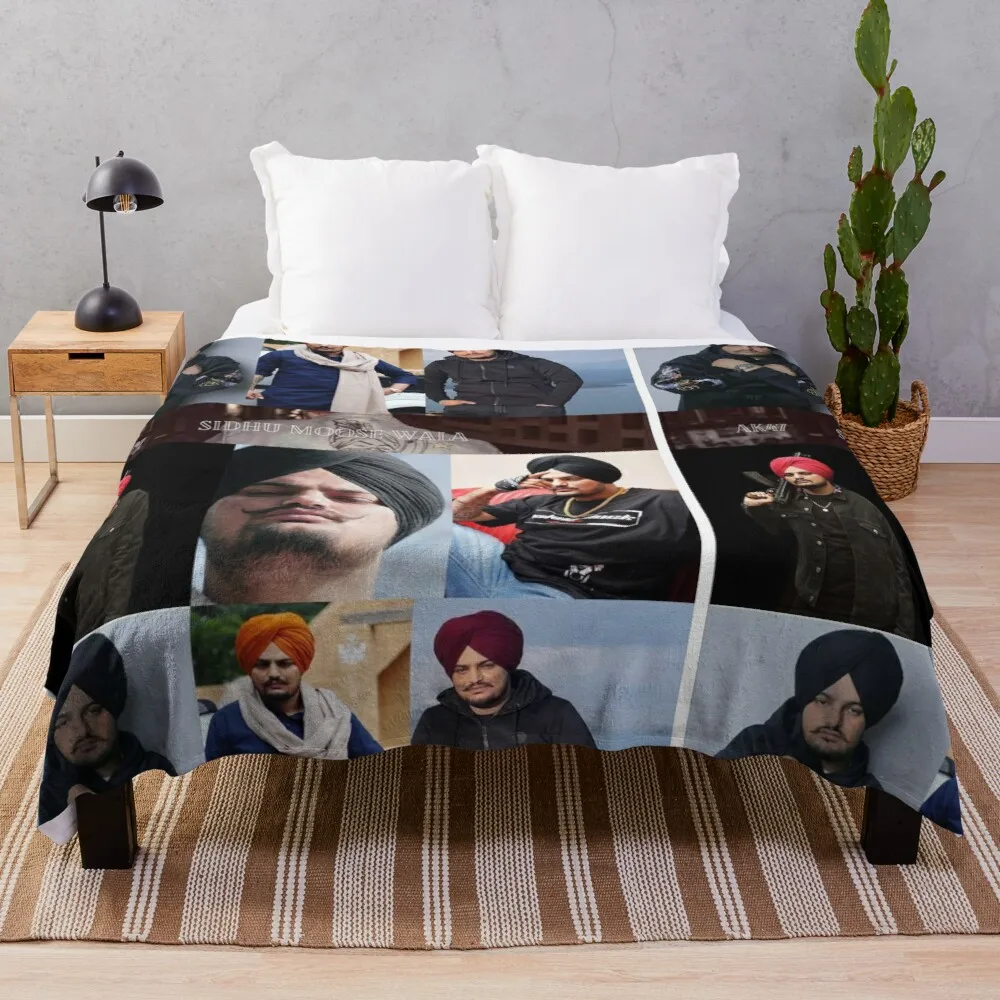 

Sidhu Moose Wala Throw Blanket Blanket For Sofa Stuffed Blankets