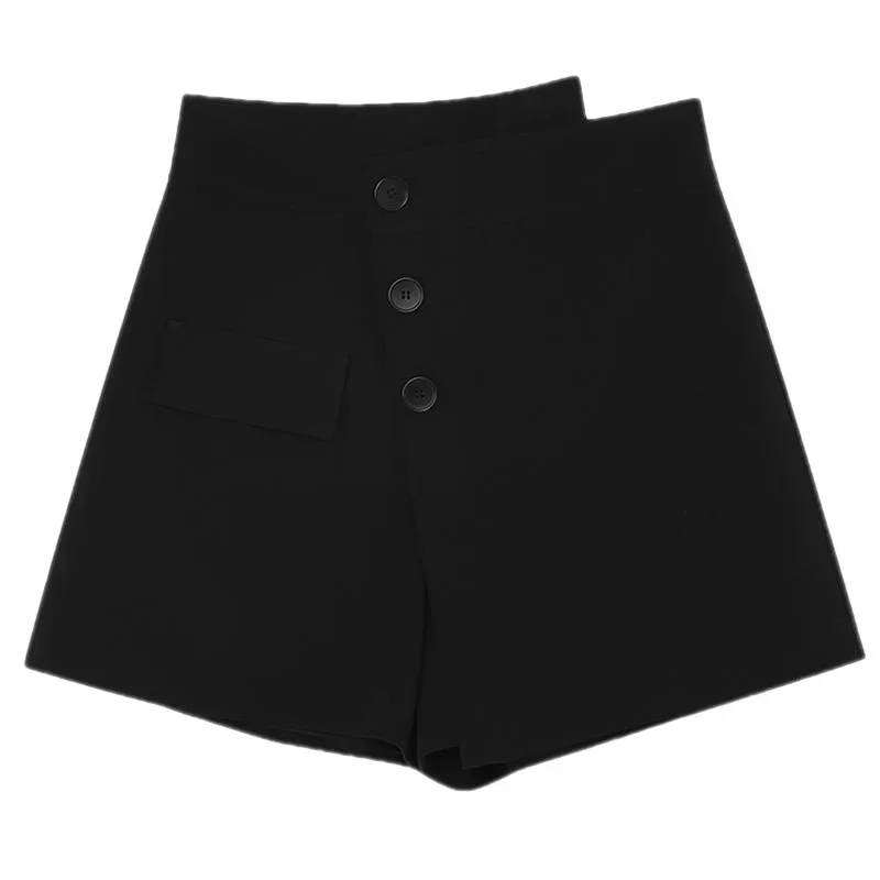 High Wait Wide-leg Woolen Shorts Women Bottom Casual Loose A- Line Short Pants Ladies Autumn Irregular Fashion Vintage Shorts