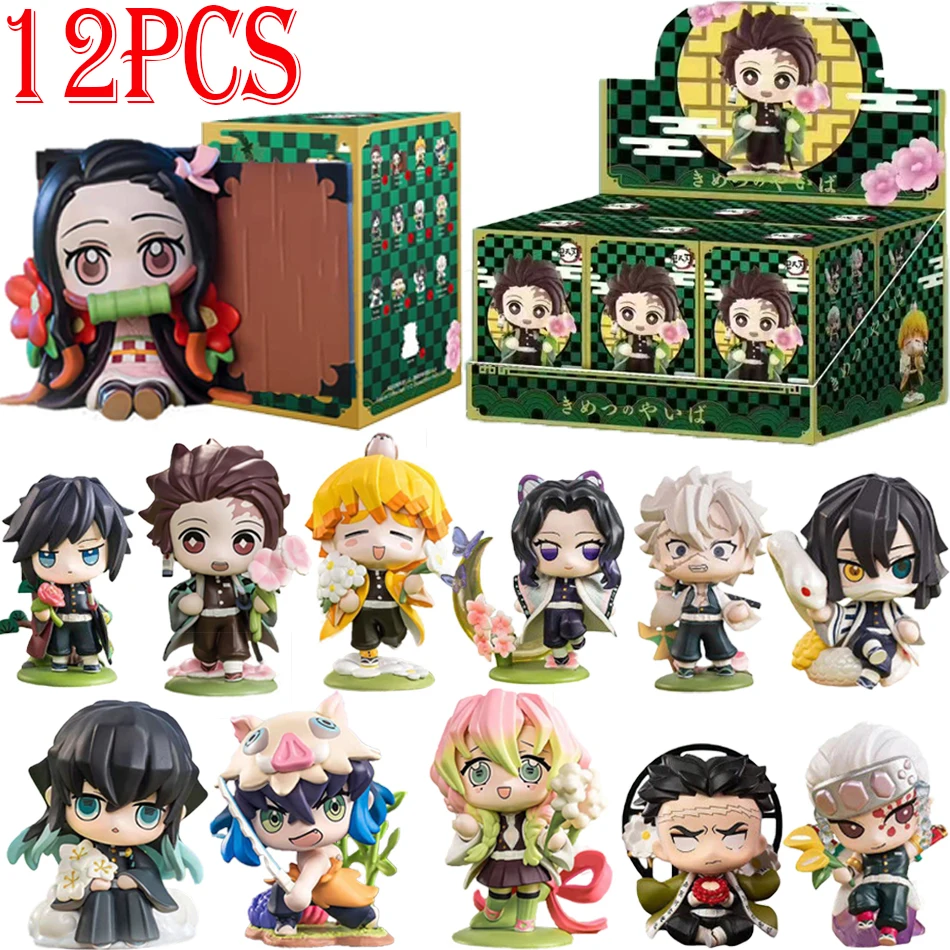 10CM Anime Demon Slayer Blind Box Figure Tanjiro Kamado Nezuko Cartoon PVC Model Desktop Ornament Child Christmas Halloween Gift